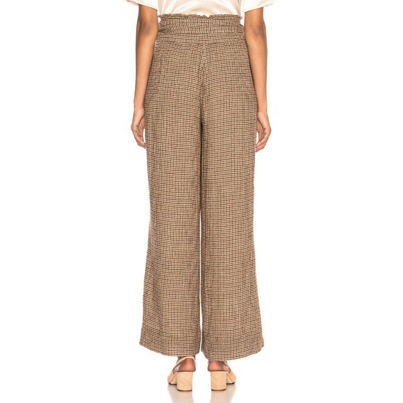 Nanushka Private Pant Houndstooth Check Wide Leg Smocked Waist J25 - Picture 5 of 11